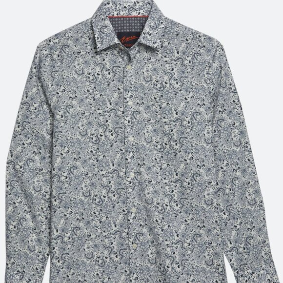 Egara Slim Fit Floral Sport Shirt.    colour: Navy and Gray - Picture 1 of 2